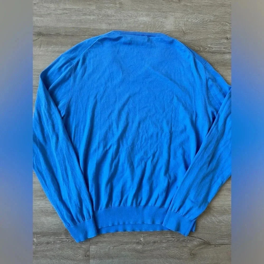 The Men’s Store Bloomingdales Blue Long Sleeve V-Neck Sweater Sz XL 100% cotton